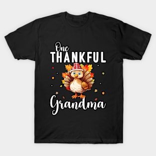 Watercolor Thanksgiving Turkey Nana One Thankful Grandma T-Shirt